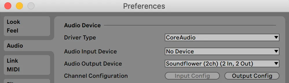 Audio tab