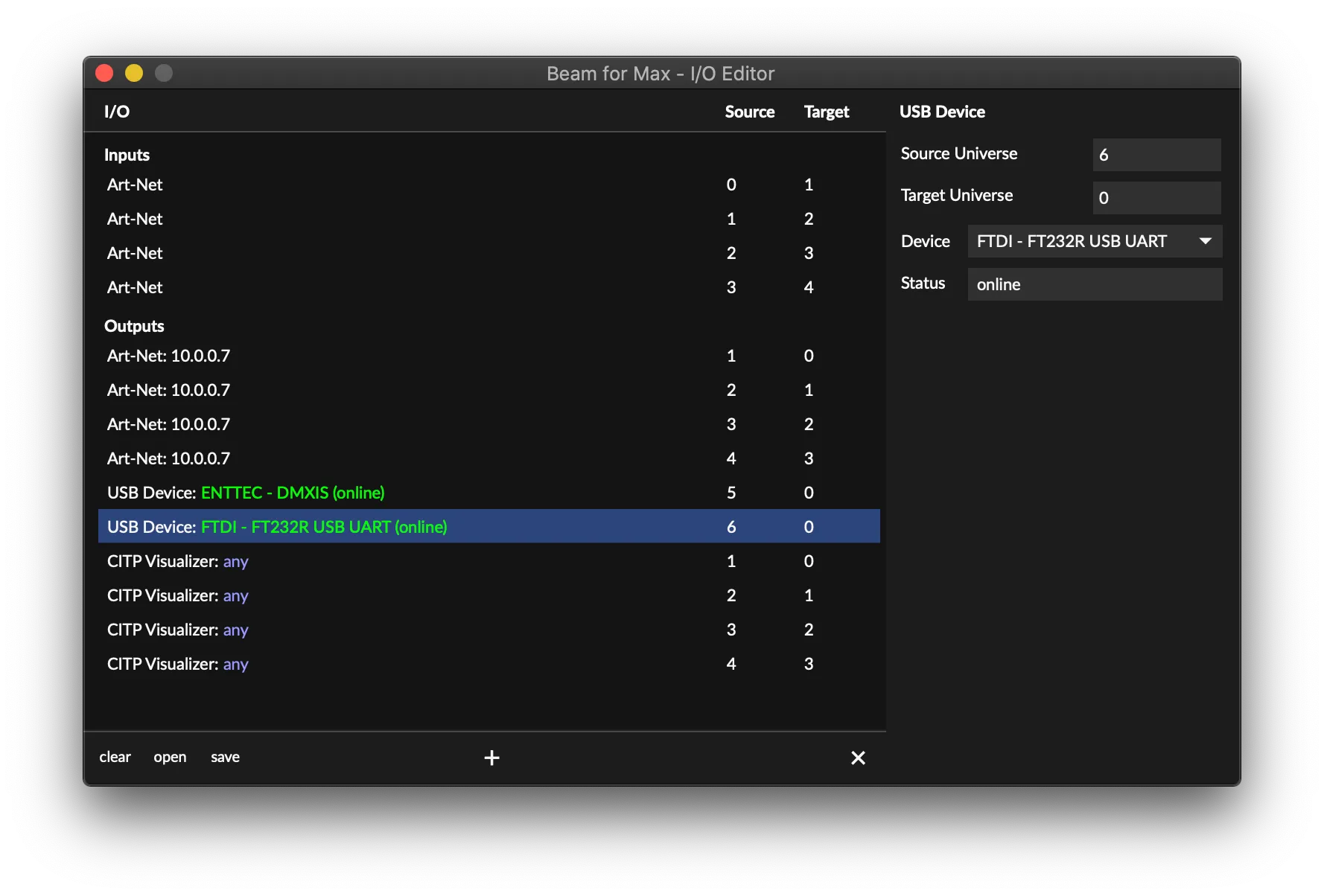 Beam for Max I/O Editor